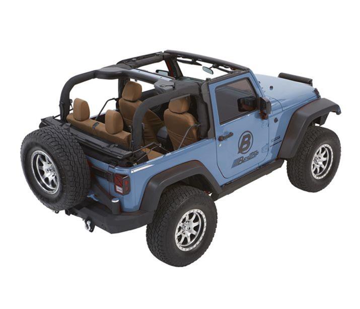 Bestop Trektop Glide Slantback Soft Tops for 2007-2017 WRANGLER, 2018 WRANGLER JK - 54422-17 Top, Slantback, Complete Top Type, Polymer Cloth, Black Twill, Tinted Windows, Jeep, 2-Door, Each