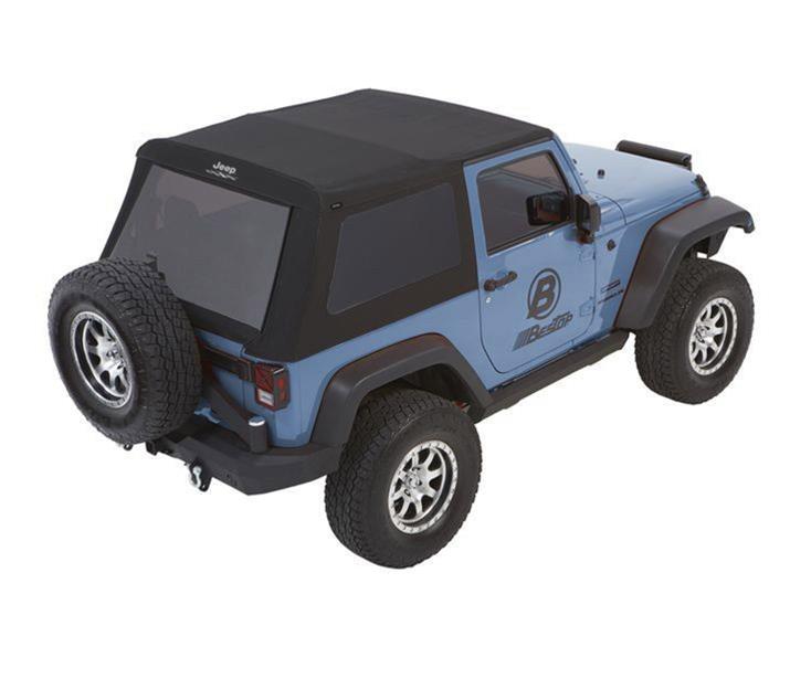Bestop Trektop Glide Slantback Soft Tops for 2007-2017 WRANGLER, 2018 WRANGLER JK - 54422-17 Top, Slantback, Complete Top Type, Polymer Cloth, Black Twill, Tinted Windows, Jeep, 2-Door, Each thumbnail 3
