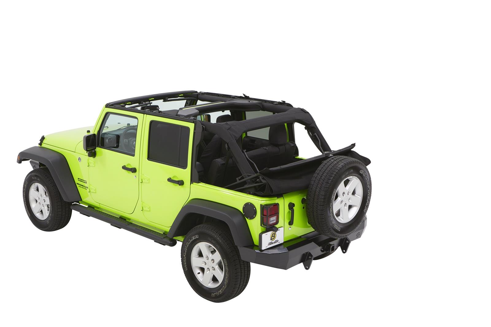Bestop Trektop Glide Slantback Soft Tops for 2007-2017 WRANGLER, 2018 WRANGLER JK - 54423-17 Top, Slantback, Complete Top Type, Polymer Cloth, Black Twill, Tinted Windows, Jeep, 4-Door, Each thumbnail 4
