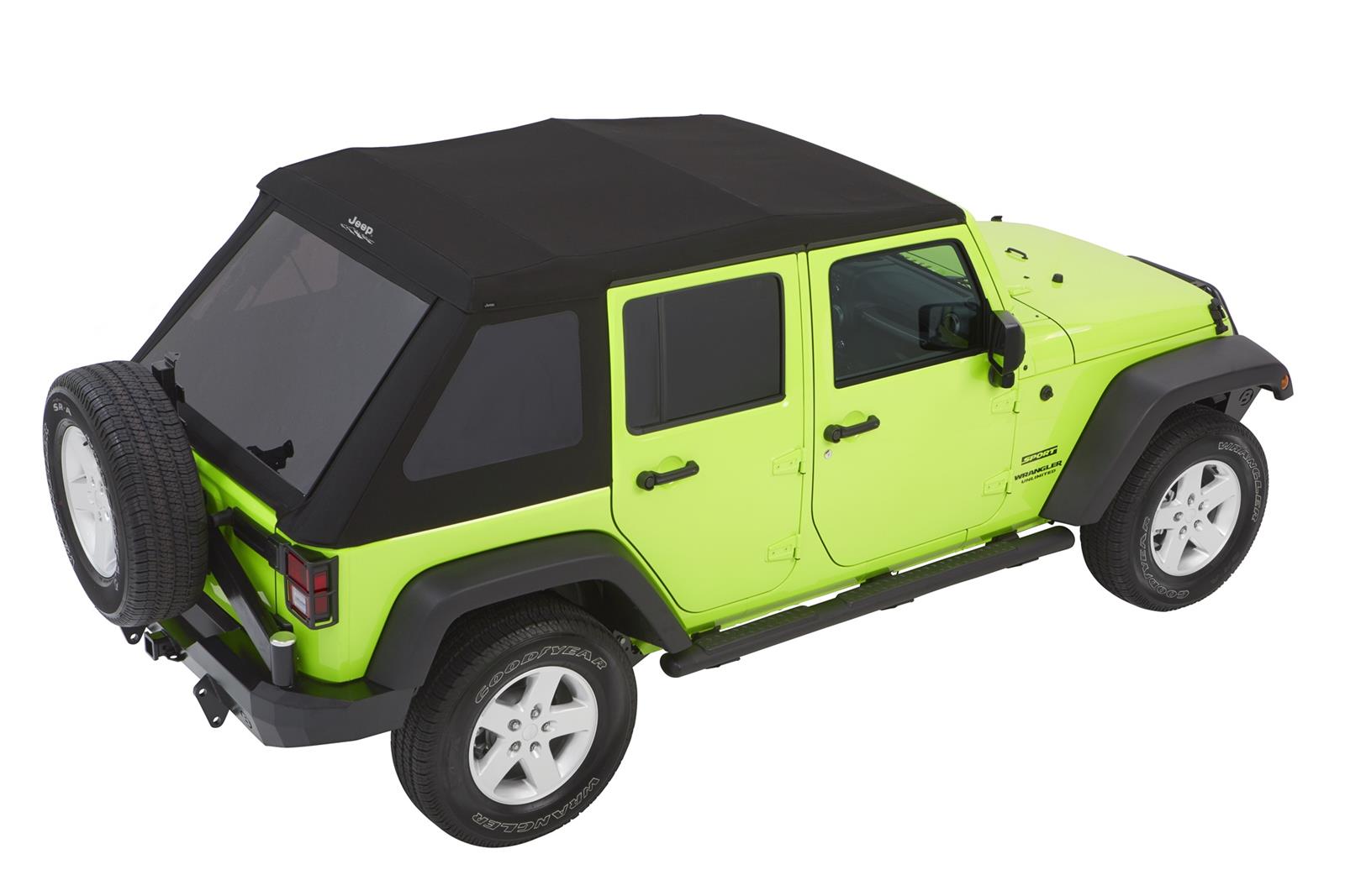 Bestop Trektop Glide Slantback Soft Tops for 2007-2017 WRANGLER, 2018 WRANGLER JK - 54423-17 Top, Slantback, Complete Top Type, Polymer Cloth, Black Twill, Tinted Windows, Jeep, 4-Door, Each thumbnail 3