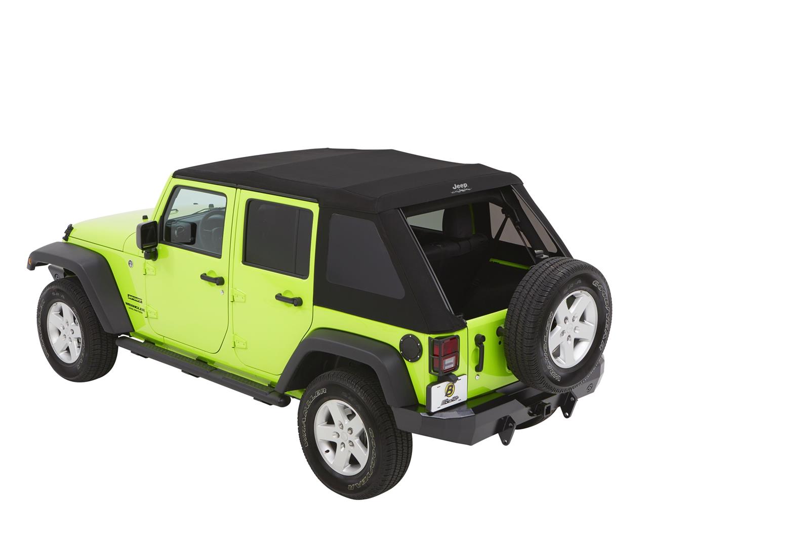 Bestop Trektop Glide Slantback Soft Tops for 2007-2017 WRANGLER, 2018 WRANGLER JK - 54423-17 Top, Slantback, Complete Top Type, Polymer Cloth, Black Twill, Tinted Windows, Jeep, 4-Door, Each thumbnail 7