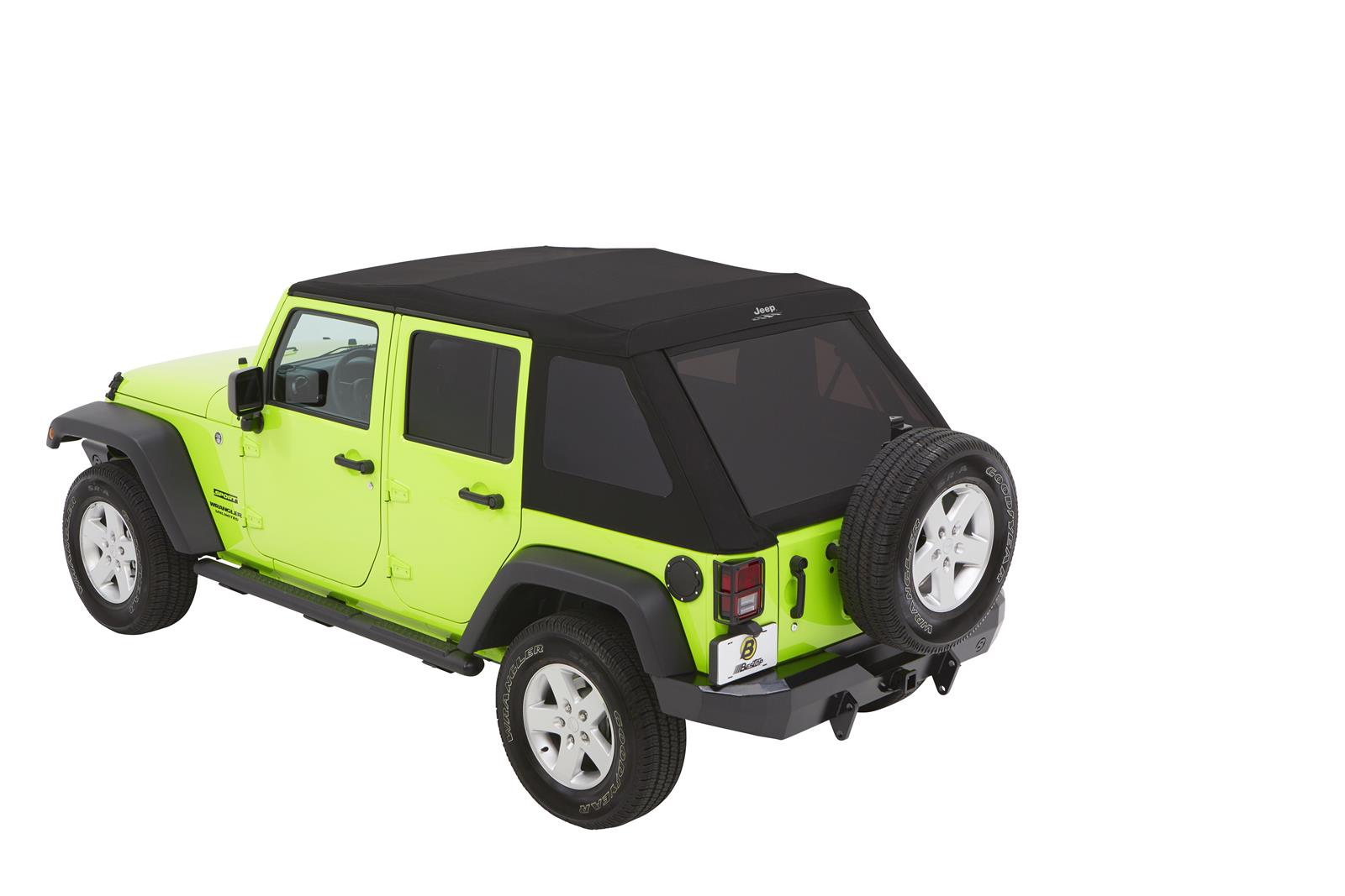 Bestop Trektop Glide Slantback Soft Tops for 2007-2017 WRANGLER, 2018 WRANGLER JK - 54423-35 Top, Slantback, Complete Top Type, Polymer Cloth, Black Diamond, Tinted Windows, Jeep, 4-Door, Each