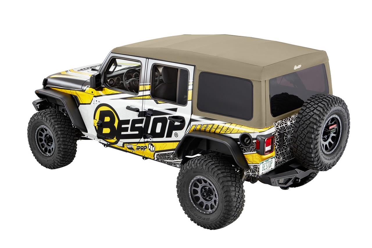Bestop Supertop Ultra Squareback Tops for 2018-2024 WRANGLER - 54725-74 Soft Top, Squareback, Polymer Cloth, Pebble Beige Twill, Jeep, 4 Door, Each