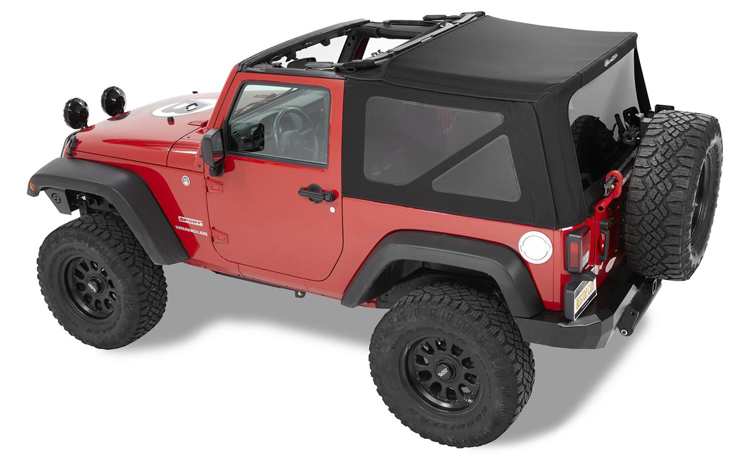 Bestop Supertop Squareback Soft Tops for 2007-2017 WRANGLER, 2018 WRANGLER JK - 5482217 Top, Squareback, Polymer Cloth, Black Twill, Tinted Windows, Jeep, Each thumbnail 6