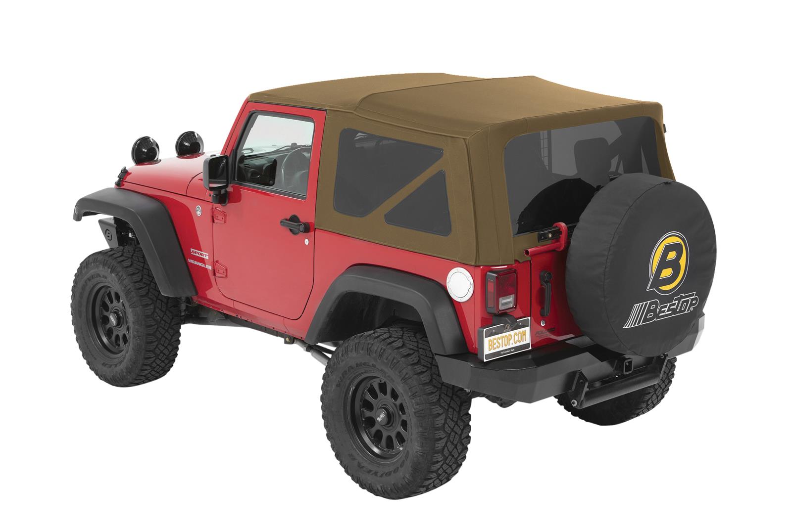 Bestop Supertop Squareback Soft Tops for 2007-2017 WRANGLER, 2018 WRANGLER JK - 5482217 Top, Squareback, Polymer Cloth, Black Twill, Tinted Windows, Jeep, Each