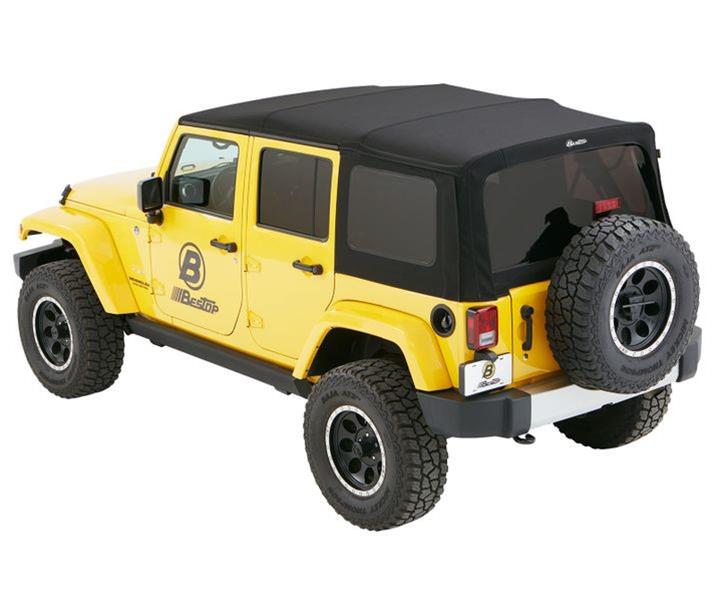 Bestop Supertop Squareback Soft Tops for 2007-2018 WRANGLER, 2018 WRANGLER JK - 5482317 Top, Squareback, Polymer Cloth, Black Twill, Tinted Windows, Jeep, Each thumbnail 4