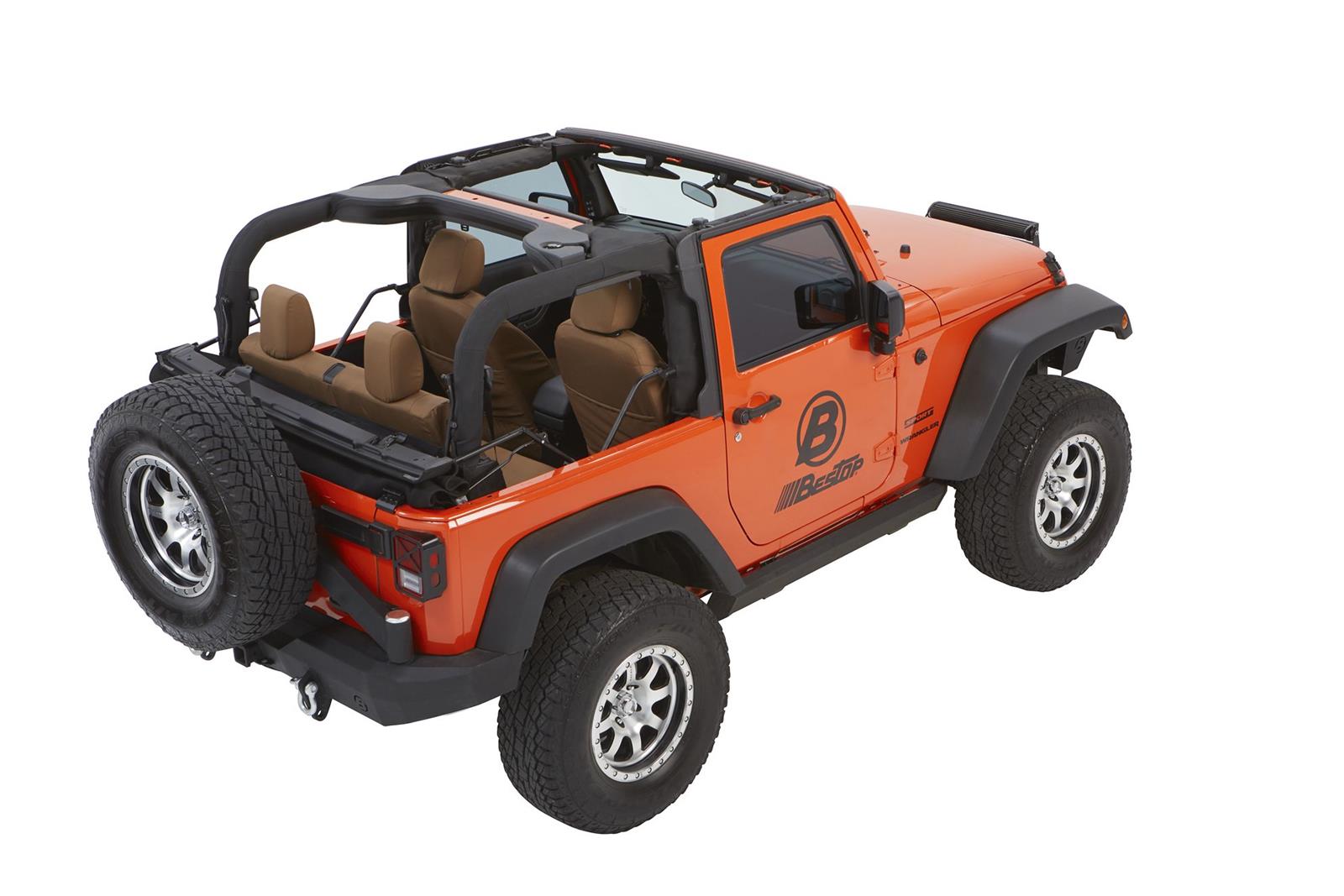 Bestop Trektop Glide Slantback Soft Tops for 2007-2017 WRANGLER, 2018 WRANGLER JK - 5492217 Top, Slantback, Complete Top Type, Polymer Cloth, Black Twill, Tinted Windows, Jeep, Each thumbnail 5