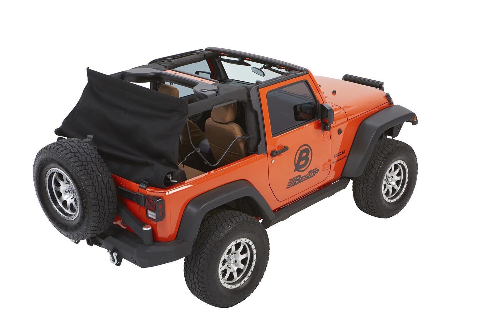 Bestop Trektop Glide Slantback Soft Tops for 2007-2017 WRANGLER, 2018 WRANGLER JK - 5492217 Top, Slantback, Complete Top Type, Polymer Cloth, Black Twill, Tinted Windows, Jeep, Each thumbnail 9