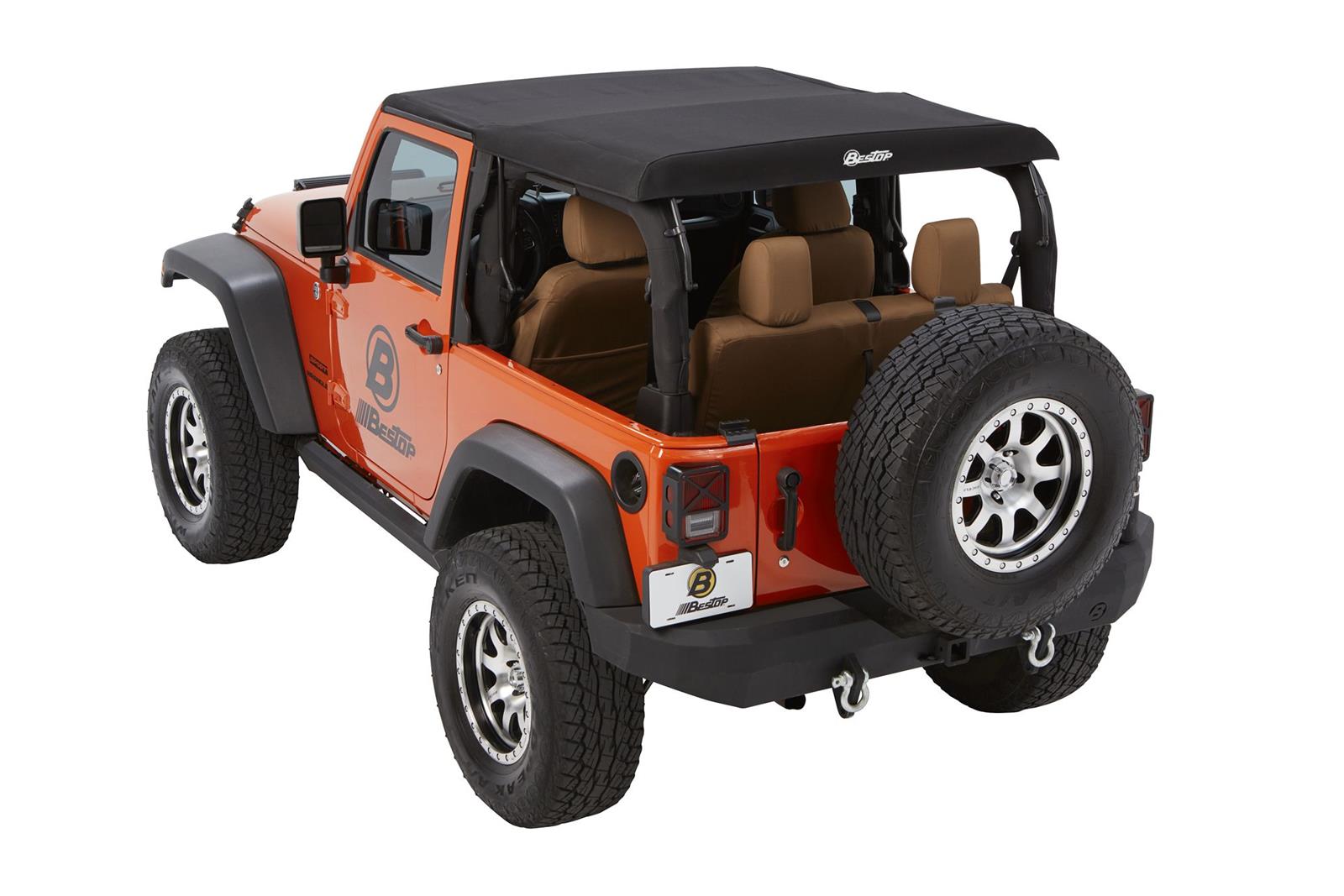 Bestop Trektop Glide Slantback Soft Tops for 2007-2017 WRANGLER, 2018 WRANGLER JK - 5492217 Top, Slantback, Complete Top Type, Polymer Cloth, Black Twill, Tinted Windows, Jeep, Each thumbnail 4