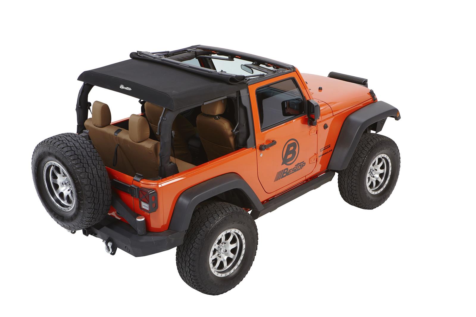 Bestop Trektop Glide Slantback Soft Tops for 2007-2017 WRANGLER, 2018 WRANGLER JK - 5492217 Top, Slantback, Complete Top Type, Polymer Cloth, Black Twill, Tinted Windows, Jeep, Each thumbnail 6