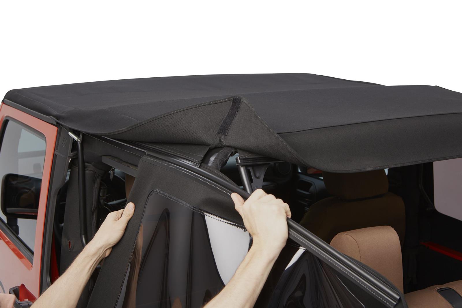 Bestop Trektop Glide Slantback Soft Tops for 2007-2017 WRANGLER, 2018 WRANGLER JK - 5492274 Top, Slantback, Twill, Beige, Tinted Windows, Jeep, Kit thumbnail 3
