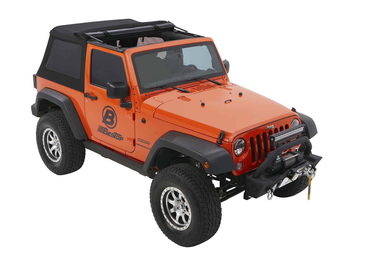 Bestop Trektop Glide Slantback Soft Tops for 2007-2017 WRANGLER, 2018 WRANGLER JK - 5492217 Top, Slantback, Complete Top Type, Polymer Cloth, Black Twill, Tinted Windows, Jeep, Each thumbnail 7
