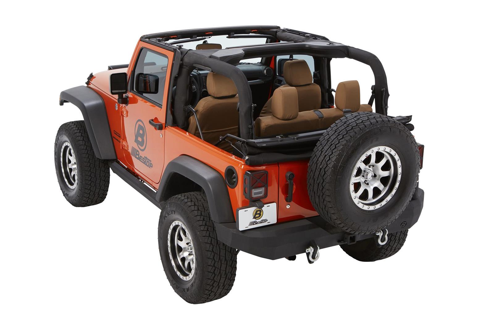 Bestop Trektop Glide Slantback Soft Tops for 2007-2017 WRANGLER, 2018 WRANGLER JK - 5492217 Top, Slantback, Complete Top Type, Polymer Cloth, Black Twill, Tinted Windows, Jeep, Each thumbnail 3