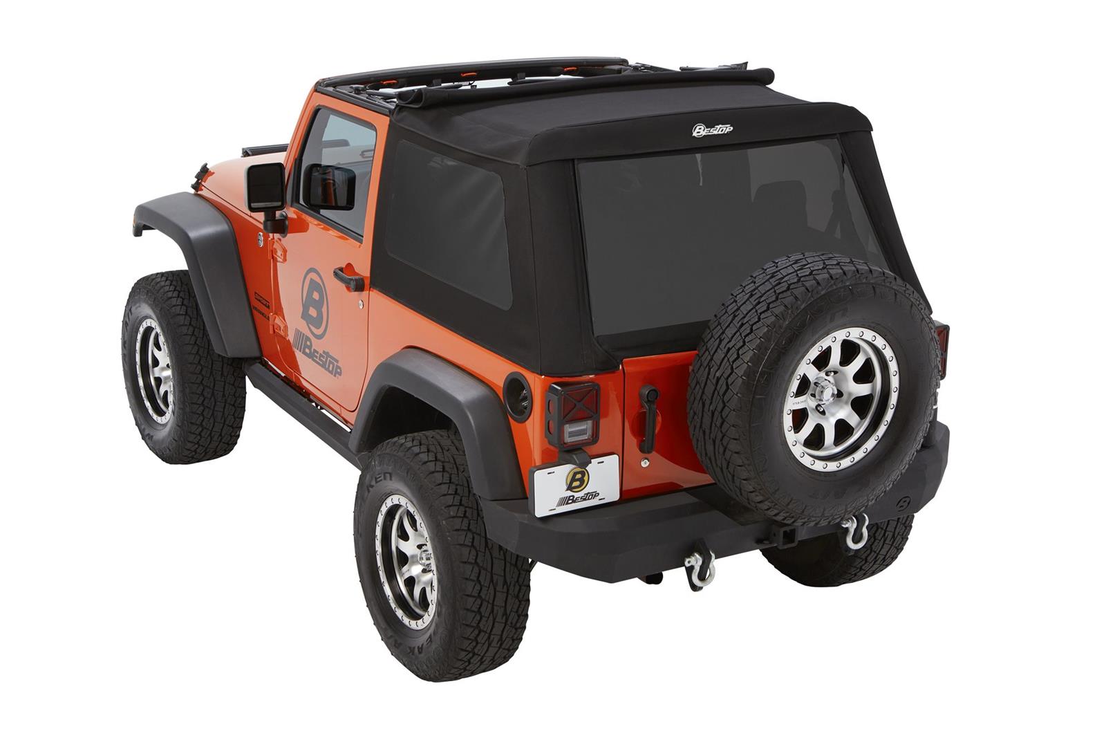 Bestop Trektop Glide Slantback Soft Tops for 2007-2017 WRANGLER, 2018 WRANGLER JK - 5492217 Top, Slantback, Complete Top Type, Polymer Cloth, Black Twill, Tinted Windows, Jeep, Each thumbnail 8