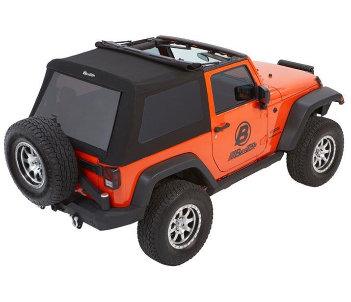 Bestop Trektop Glide Slantback Soft Tops for 2007-2017 WRANGLER, 2018 WRANGLER JK - 5492235 Top, Slantback, Complete Top Type, Polymer Cloth, Black Diamond, Tinted Windows, Jeep, Each thumbnail 4