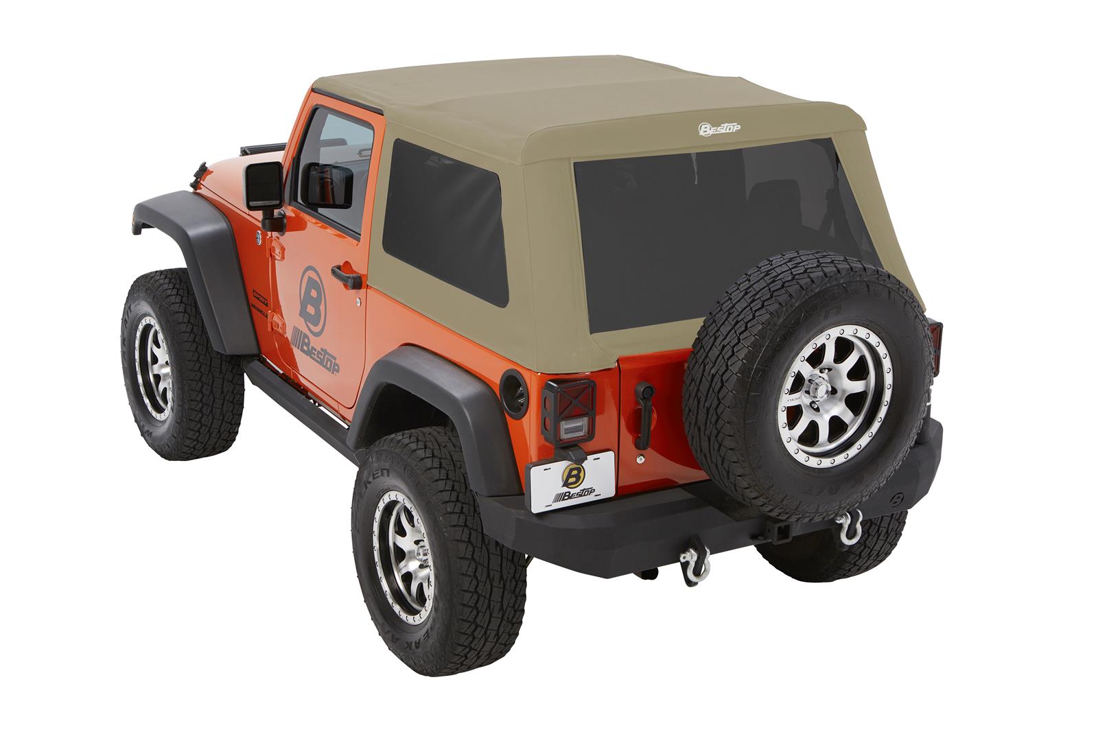 Bestop Trektop Glide Slantback Soft Tops for 2007-2017 WRANGLER, 2018 WRANGLER JK - 5492274 Top, Slantback, Twill, Beige, Tinted Windows, Jeep, Kit