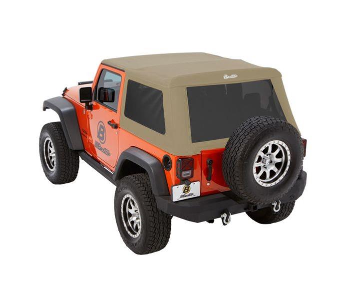 Bestop Trektop Glide Slantback Soft Tops for 2007-2017 WRANGLER, 2018 WRANGLER JK - 5492274 Top, Slantback, Twill, Beige, Tinted Windows, Jeep, Kit thumbnail 2