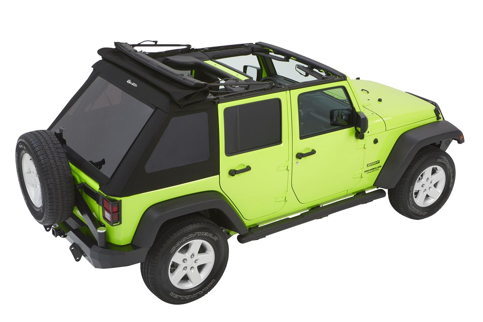Bestop Trektop Glide Slantback Soft Tops for 2007-2018 WRANGLER, 2018 WRANGLER JK - 5492317 Top, Slantback, Complete Top Type, Polymer Cloth, Black Twill, Tinted Windows, Jeep, Each thumbnail 4