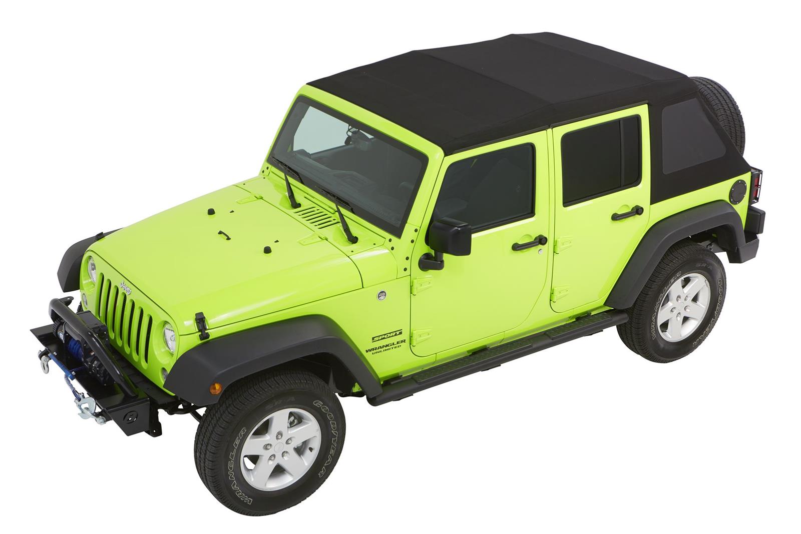 Bestop Trektop Glide Slantback Soft Tops for 2007-2018 WRANGLER, 2018 WRANGLER JK - 5492317 Top, Slantback, Complete Top Type, Polymer Cloth, Black Twill, Tinted Windows, Jeep, Each thumbnail 5
