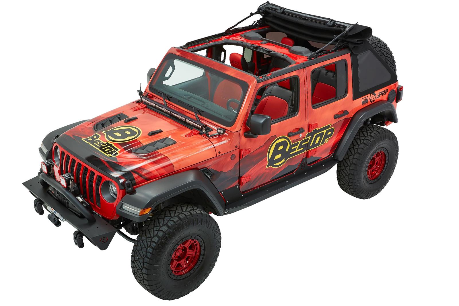Bestop Trektop Ultra Slantback Soft Tops for 2018-2026 WRANGLER - 5492517 Top, Slantback, Jeep Wrangler JL, 4-Door, Black Twill, Slant Back, Each