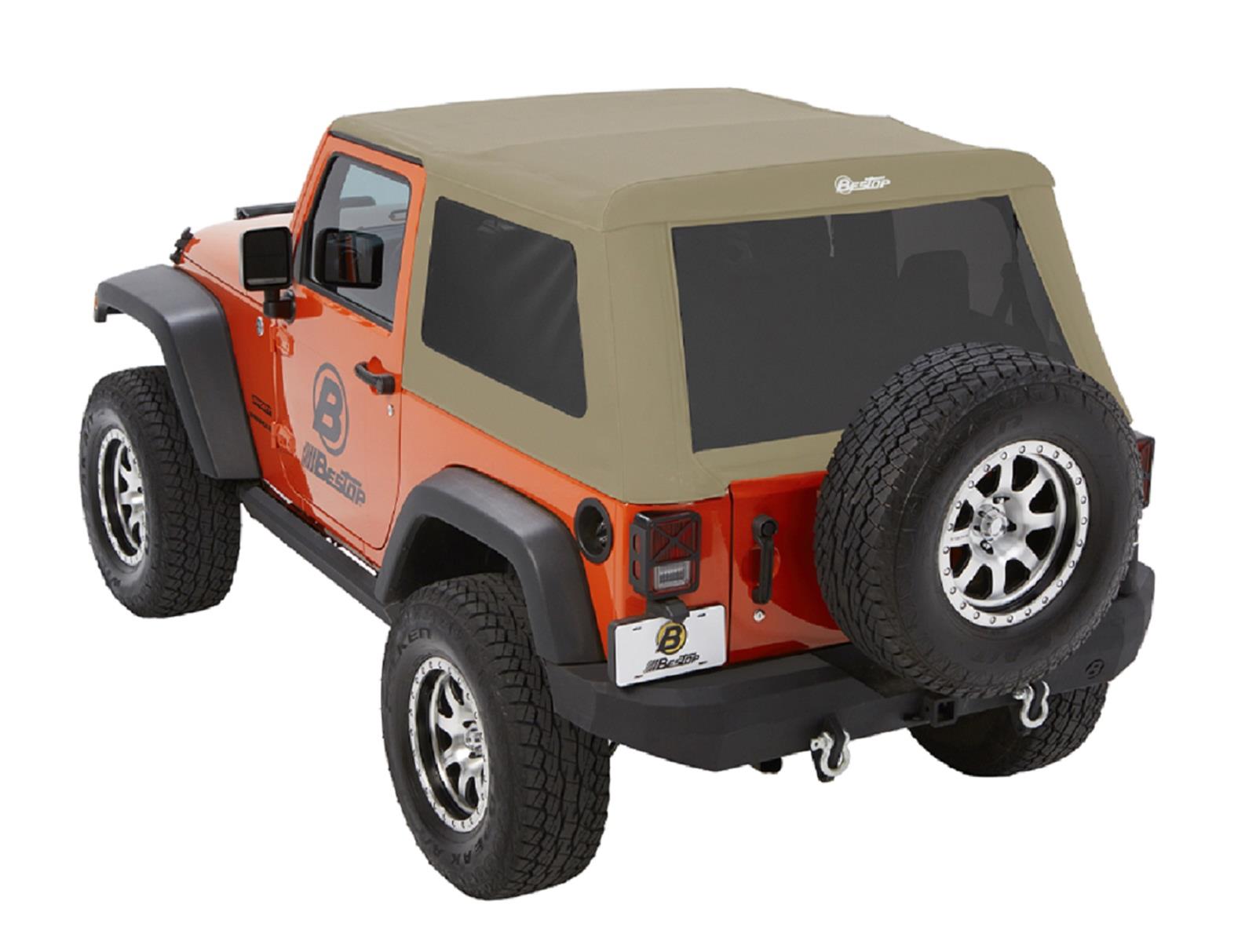 Bestop Trektop Glide Slantback Soft Tops for 2018-2025 WRANGLER - 54930-74 Top, Slantback, Pebble Beige Diamond, 2 Door, JL, Jeep, Kit
