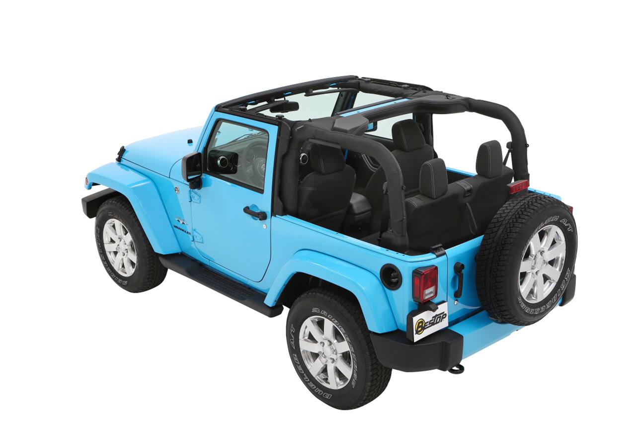 Bestop Trektop Slantback Soft Tops for 2007-2017 WRANGLER, 2018 WRANGLER JK - 56452-17 Top, Slantback, Twill, Black Twill, Tinted Windows, Jeep, 2-Door, Each thumbnail 7