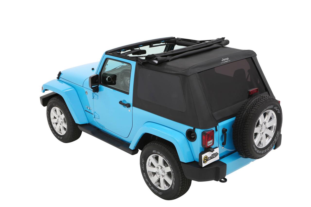 Bestop Trektop Slantback Soft Tops for 2007-2017 WRANGLER, 2018 WRANGLER JK - 56452-17 Top, Slantback, Twill, Black Twill, Tinted Windows, Jeep, 2-Door, Each thumbnail 9