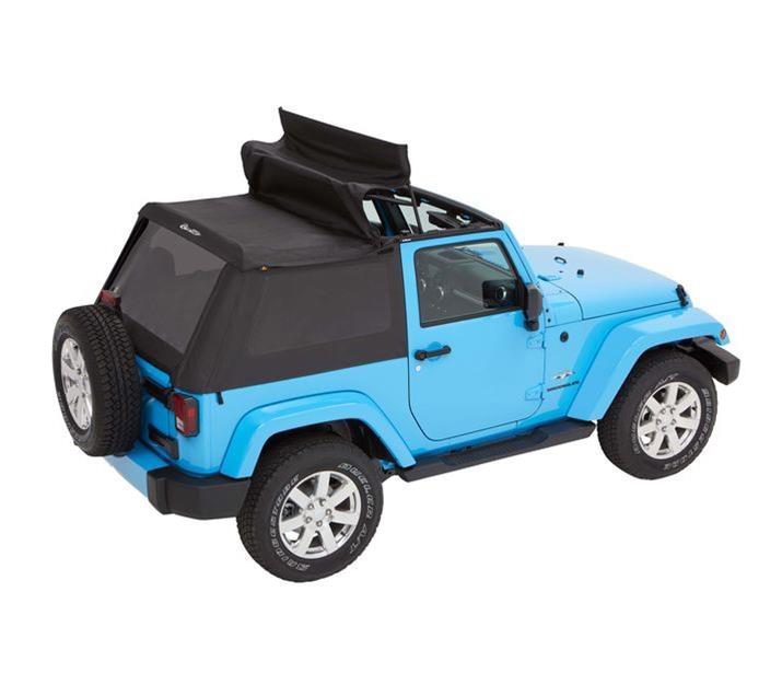 Bestop Trektop Slantback Soft Tops for 2007-2017 WRANGLER, 2018 WRANGLER JK - 5685217 Top, Slantback, Twill, Black, Tinted Windows, Jeep, Kit thumbnail 2