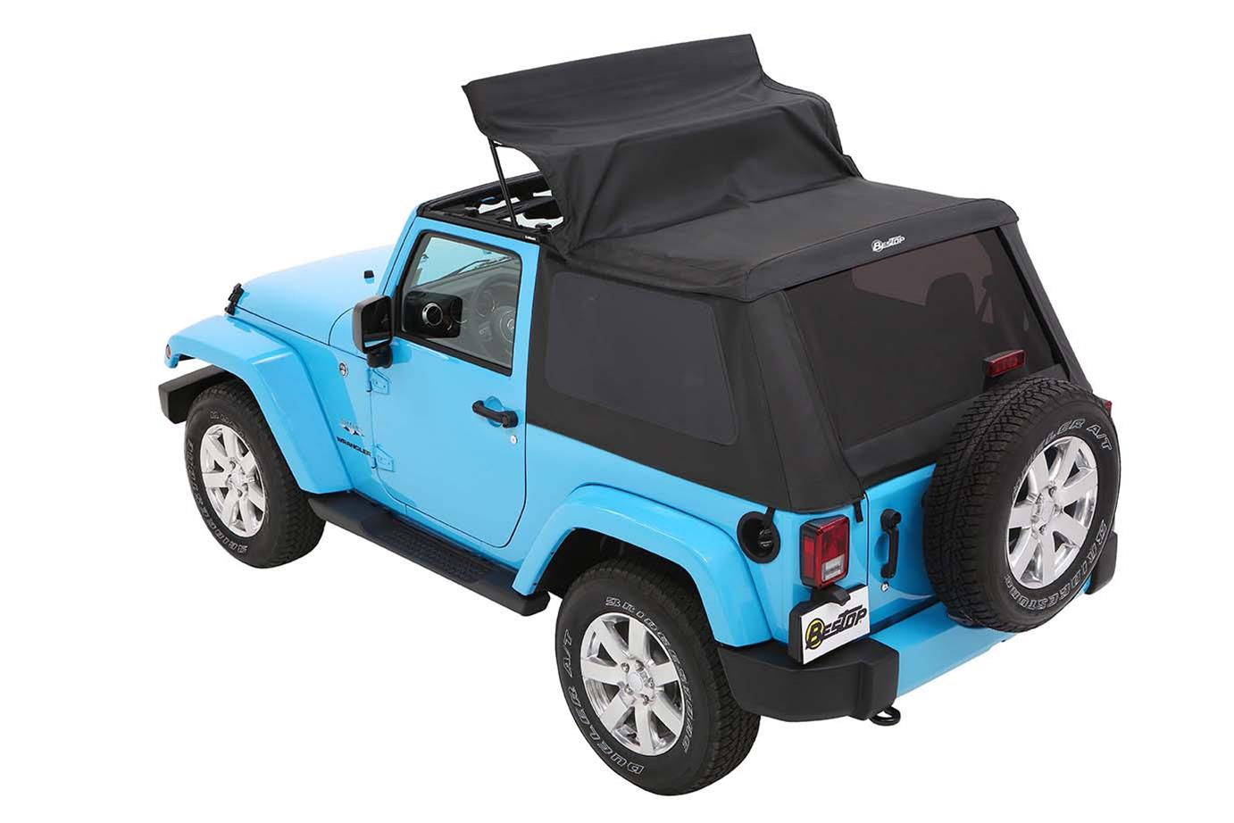 Bestop Trektop Slantback Soft Tops for 2007-2017 WRANGLER, 2018 WRANGLER JK - 5685235 Top, Slantback, Twill, Black Diamond, Tinted Windows, Jeep, Kit thumbnail 9