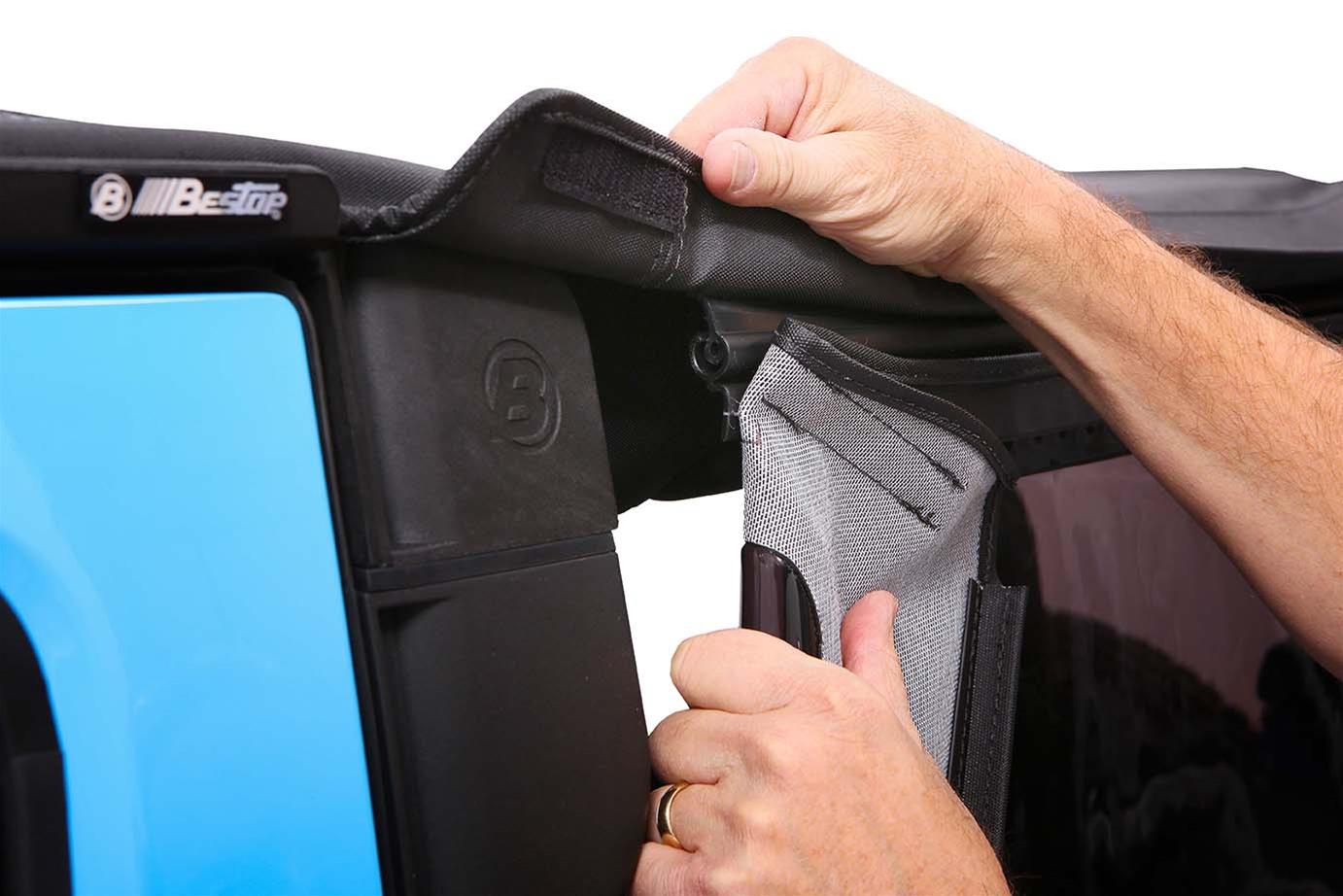 Bestop Trektop Slantback Soft Tops for 2007-2017 WRANGLER, 2018 WRANGLER JK - 5685235 Top, Slantback, Twill, Black Diamond, Tinted Windows, Jeep, Kit thumbnail 4