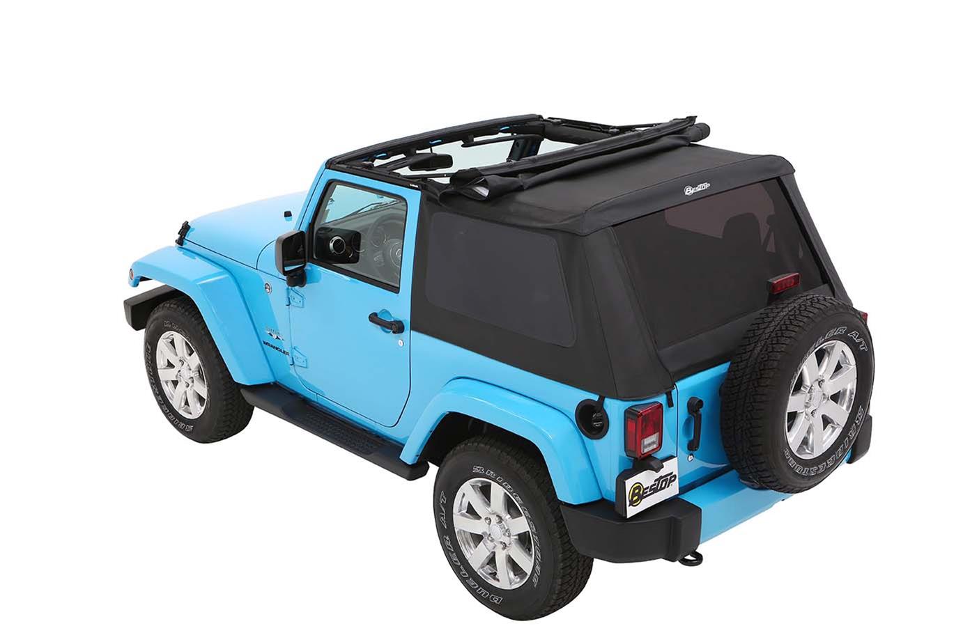 Bestop Trektop Slantback Soft Tops for 2007-2017 WRANGLER, 2018 WRANGLER JK - 5685235 Top, Slantback, Twill, Black Diamond, Tinted Windows, Jeep, Kit thumbnail 7