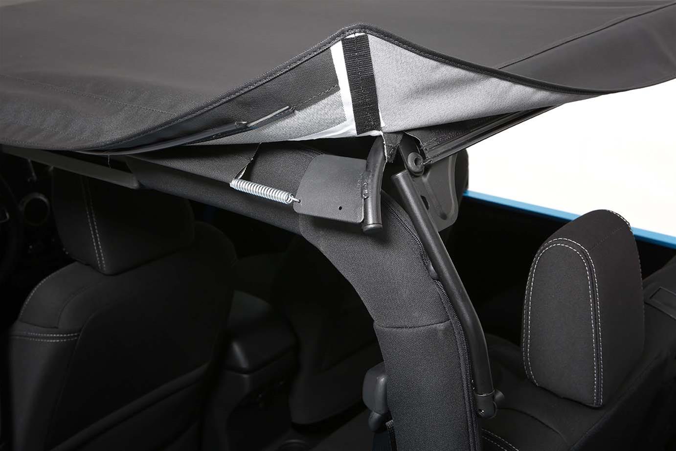 Bestop Trektop Slantback Soft Tops for 2007-2017 WRANGLER, 2018 WRANGLER JK - 5685235 Top, Slantback, Twill, Black Diamond, Tinted Windows, Jeep, Kit thumbnail 3