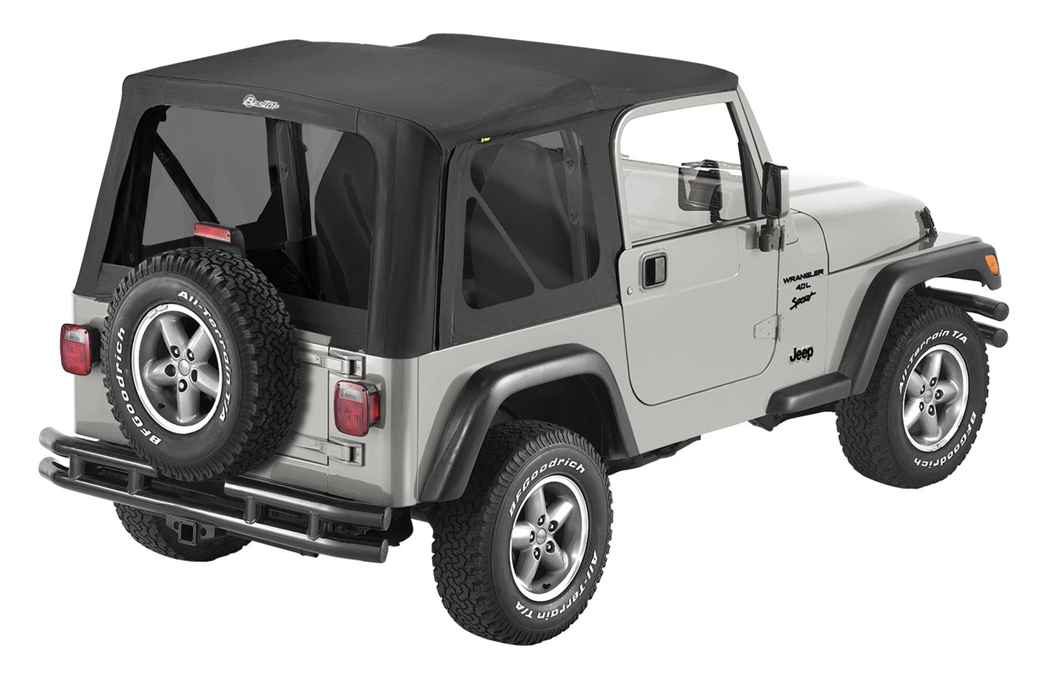 Bestop Sailcloth Replace-A-Tops 7913901 Soft Top, Replace-A-Top, Polymer Cloth, Black, Tinted Windows, Jeep, Each