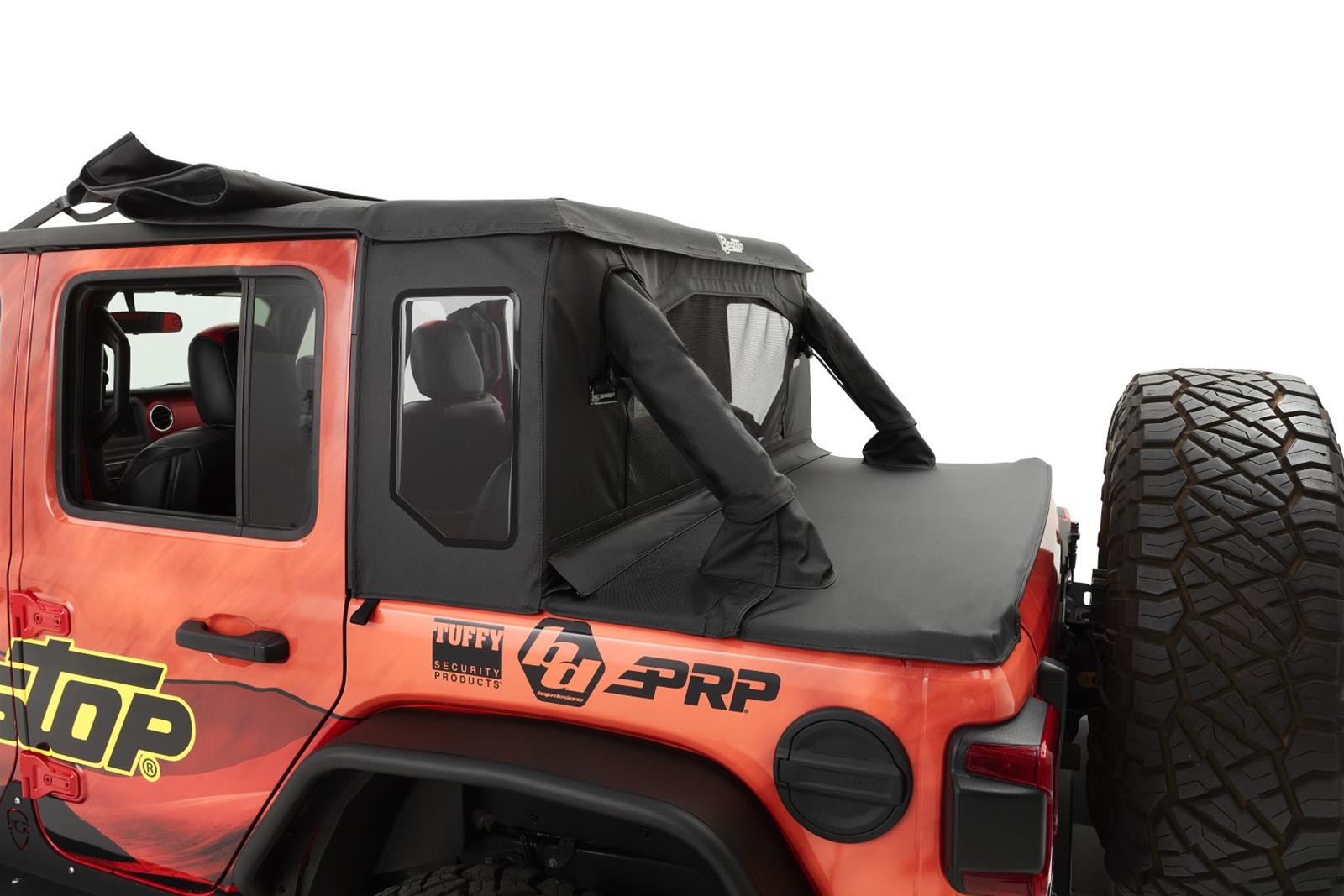 Bestop Trektop Halftop Accessory Kits for 2018-2024 WRANGLER - 8010017 Soft Tops, Accessory, Black Twill, Jeep, JL, 4-Door, Kit