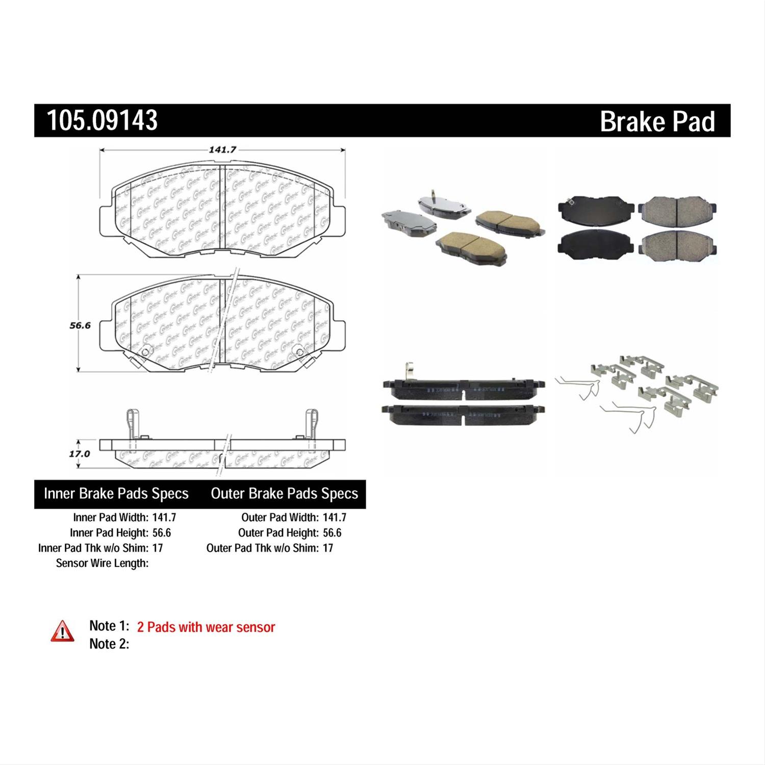 Posi-Quiet 16-17 Honda Civic Premium Ceramic Front Disc Brake Pads thumbnail 2