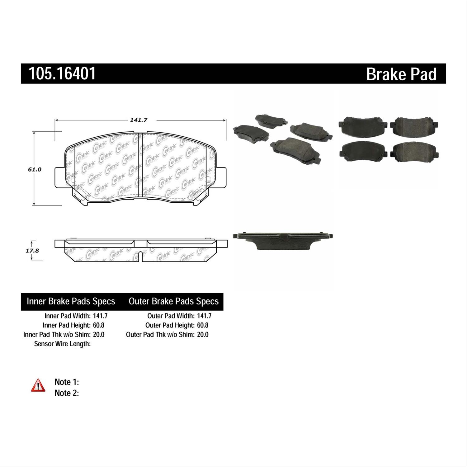 Centric 105.16461 Ceramic Brake Pad