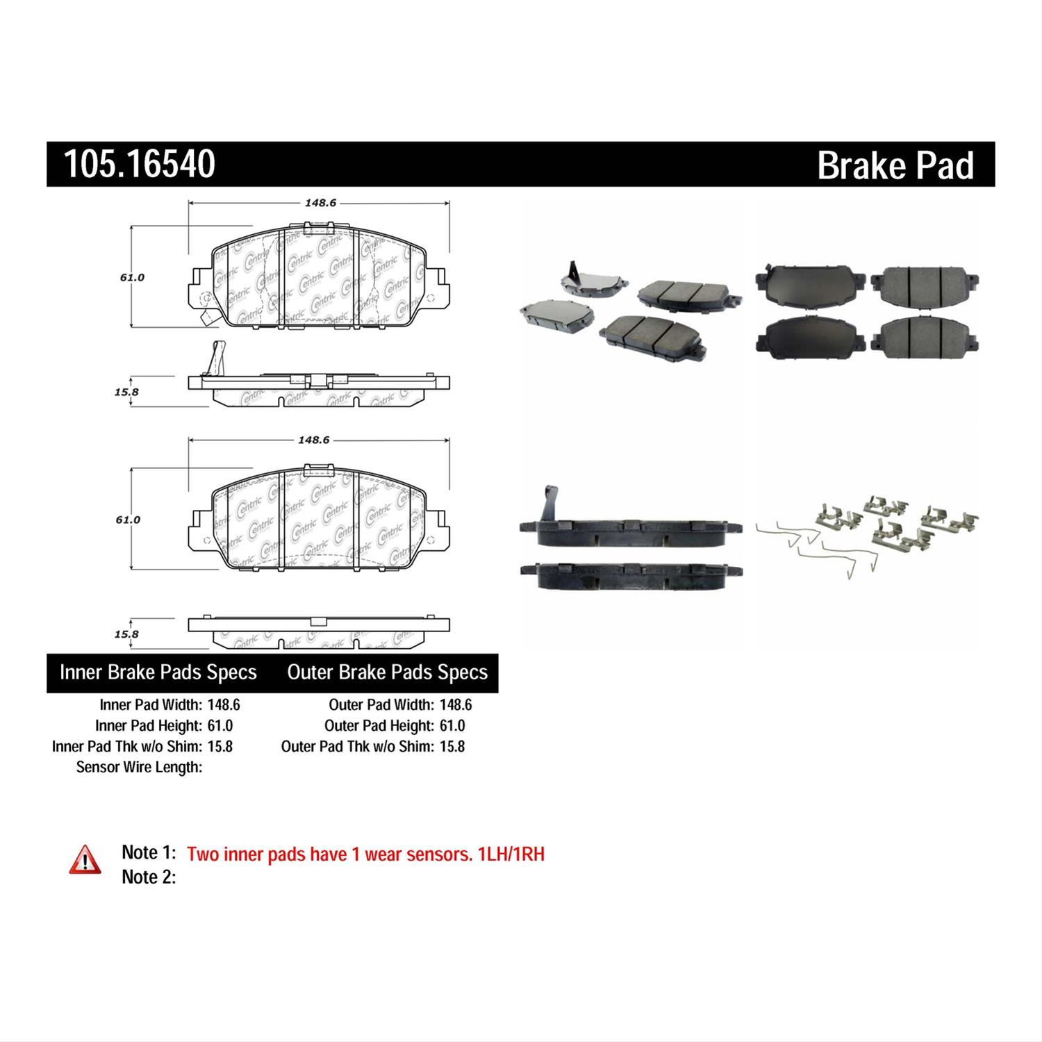 Posi-Quiet Ceramic Brake Pads Front 2014 Honda Accord EX / EX-L / Sport / Touring thumbnail 2