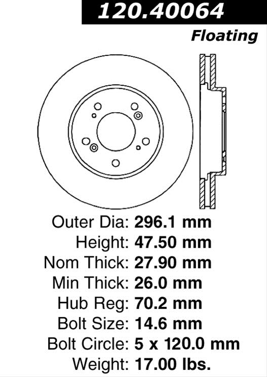 Centric 05-10 Honda Odyssey Front Performance Rotor thumbnail 2