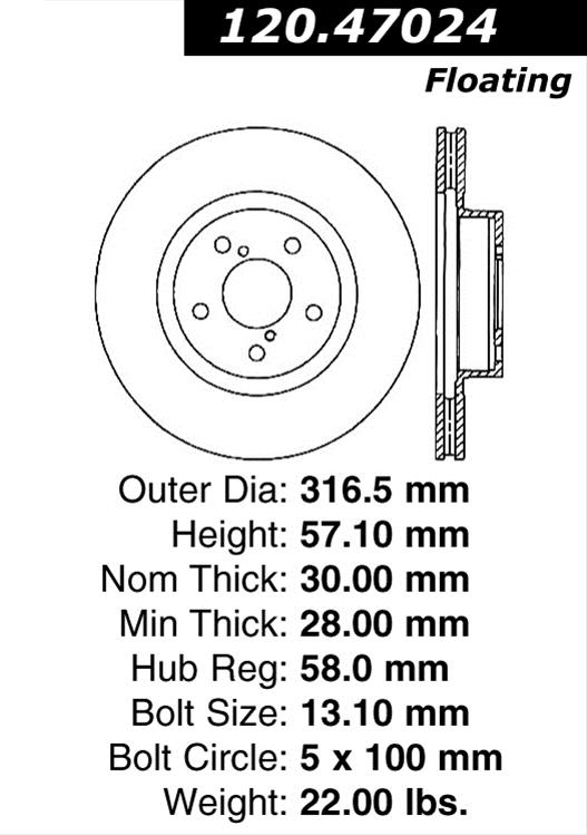 Centric 05-08 LGT Front Performance Rotor thumbnail 2