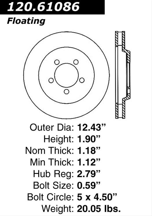 Centric Performance 05-10 Mustang GT V8-4.6L Front Brake Rotor thumbnail 2