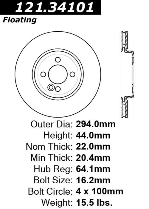 Centric C-TEK 2007-11 Mini Cooper Standard Front Brake Rotor thumbnail 2