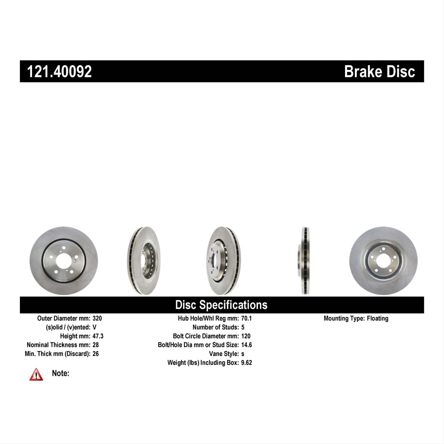 Disc Brake Rotor-4WD Front Centric 121.44109