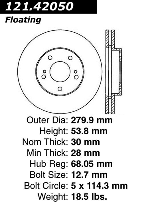 Centric 7/90-96 Nissan 300ZX / 6/89-96 300ZX Turbo Front Standard Rotor (One Rotor) thumbnail 2