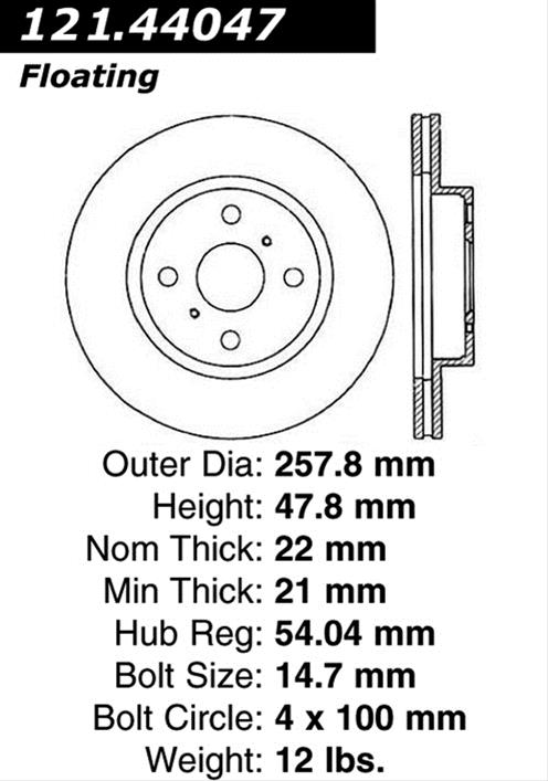 Centric 6/86-12/89 Toyota MR2 8/89-91 Corolla GTS Front Rotor thumbnail 2
