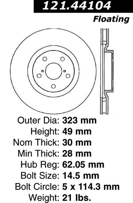 Centric C-TEK 93-98 Toyota Supra Standard Front Right Brake Rotor thumbnail 2