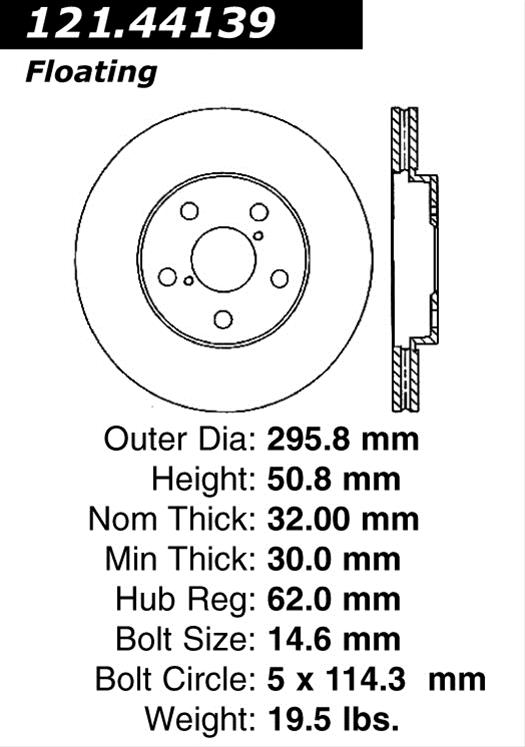 Ceu* Centric Parts 121.44139 Centric C-Tek Standard Brake Rotors