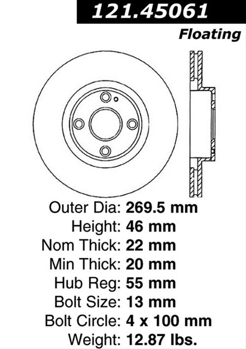 Centric 01-05 Mazda Miata MX-5 (Sport/Hard Suspension) Standard Front Rotor thumbnail 2