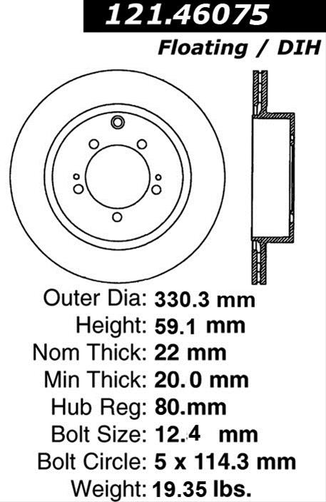 Centric 08 & 10-12 Mitsubishi Lancer Evo MR / 08 & 10-11 Evo GSR Rear Standard Brake Rotors thumbnail 2
