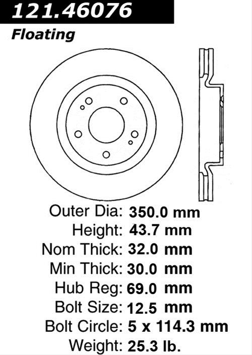 Centric 121.46076 Front Brake Rotor