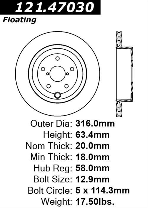 Centric 08-10 Subaru Impreza STi Rear Rotor thumbnail 2